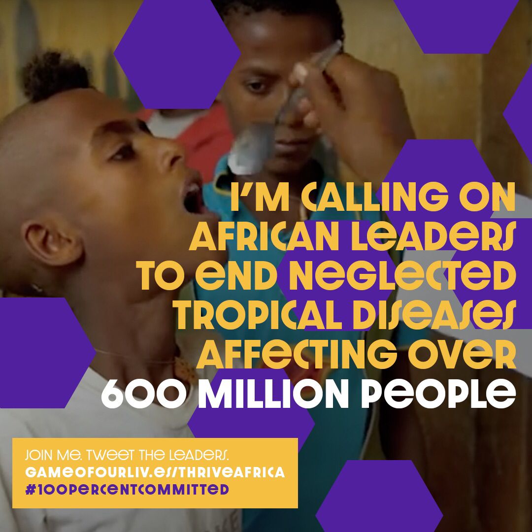 We invite all leading voices in Africa to stand behind the #KigaliDeclaration, ensuring over 600 million people at risk of #NeglectedTropicalDiseases in Africa can thrive.Retweet & tag 3 others in this message. gameofourliv.es/ThriveAfrica @KenTheRemedy @IamNchaKALIH @gauremdee