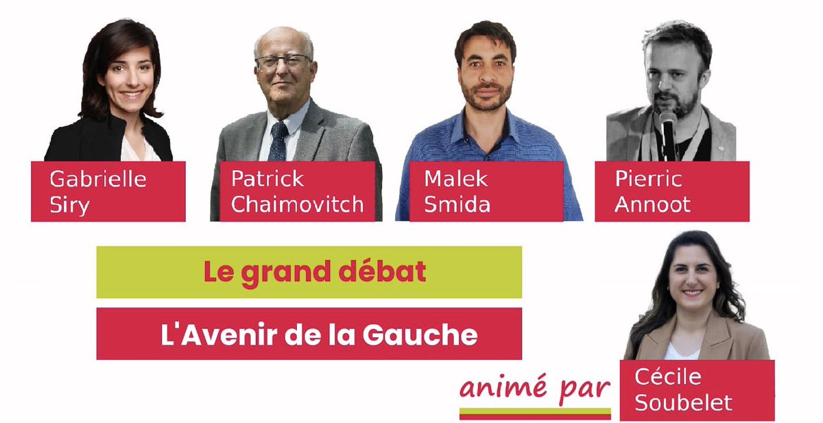 [Fête de la Rose]
Samedi à 16h45 grand débat : L’avenir de la Gauche
Avec @GabrielleSiry <a href="/pchaimovitch/">patrick chaimovitch</a> <a href="/Malek_Smida/">Malek Smida</a> <a href="/pierric_annoot/">Pierric Annoot</a> 
Et animé par <a href="/cecilesou/">Cécile SOUBELET</a> 

Pour y assister : partisocialiste92.fr/2022/05/30/fet…

#fetedelarose92 #partisocialiste #NUPES #Hautsdeseine