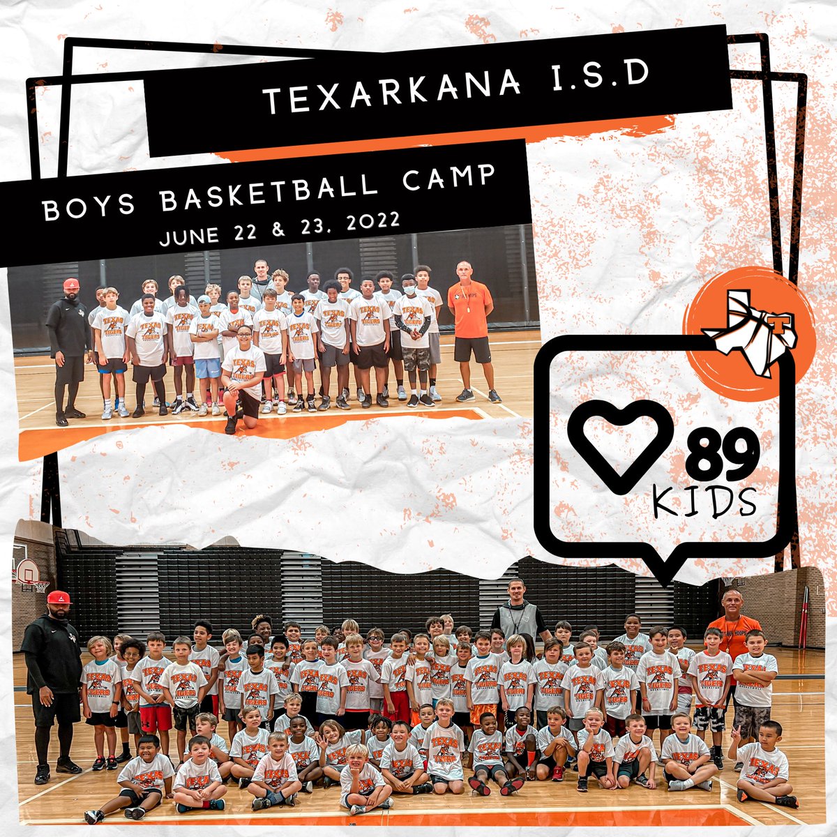 Great turnout for our @TexasTigerHoops basketball camp this week! Lots of Tigers in the gym. Many thanks to those that helped make it a success for these youngsters!