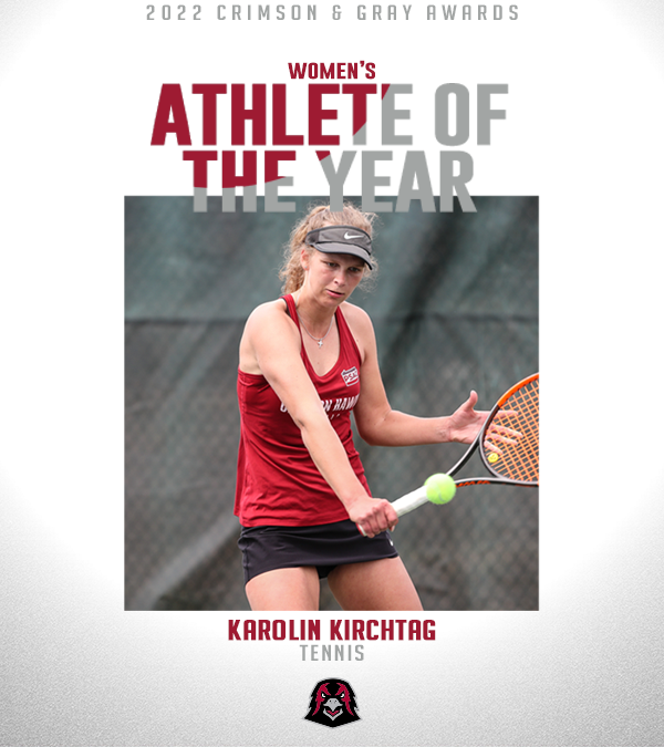 IUPCrimsonHawk's tweet photo. 𝟐𝟎𝟐𝟏-𝟐𝟐 𝐂𝐫𝐢𝐦𝐬𝐨𝐧 &amp; 𝐆𝐫𝐚𝐲 𝐀𝐰𝐚𝐫𝐝𝐬

Athlete of the Year

W: Karolin Kirchtag, @IUPtennis 
M: Armoni Foster, @IUP_MBB 

#TalonsUp https://t.co/fXiXQ75M6E