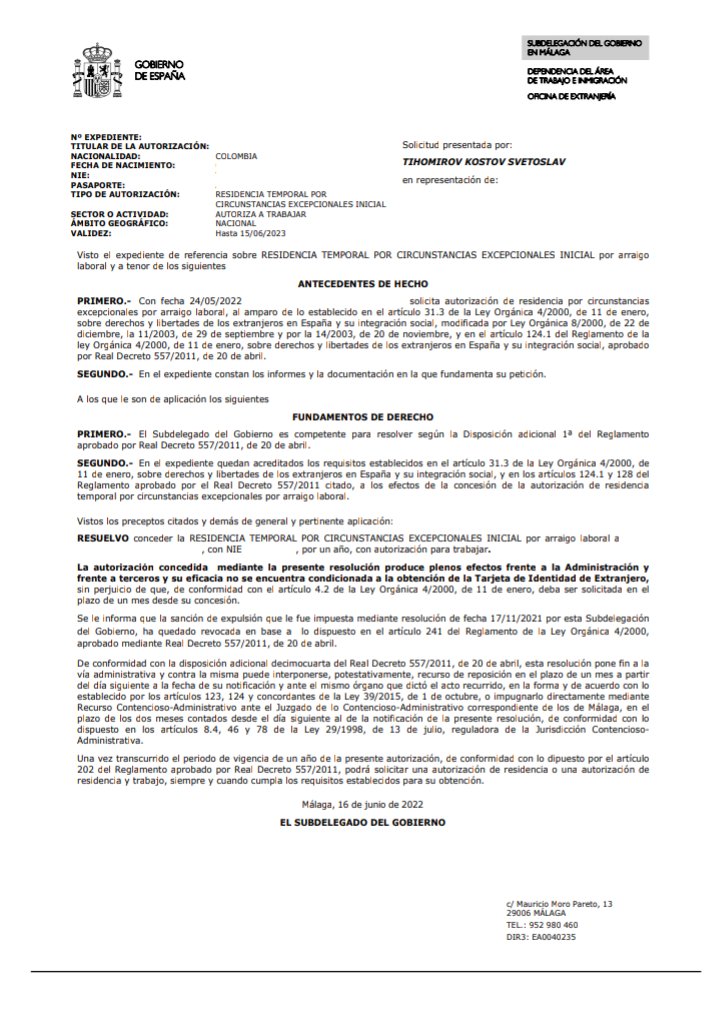 Resolución favorable de arraigo laboral en Málaga con fecha de solicitud 24/05/2022, acompañada de revocación de resolución de expulsión de 17/11/2021.
#resolucionfavorable #arraigolaboral #extranjeria #abogadoextranjería #permisoderesidencia #españa🇪🇸 #malaga #stkabogados