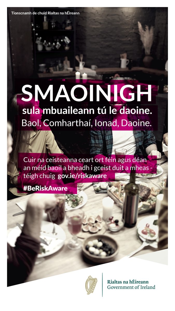GovIE's tweet photo. Smaoiningh sula mbuaileann tú le daoine📩 https://t.co/WFpYohuphW #BeRiskAware https://t.co/BVosiBqdsj
