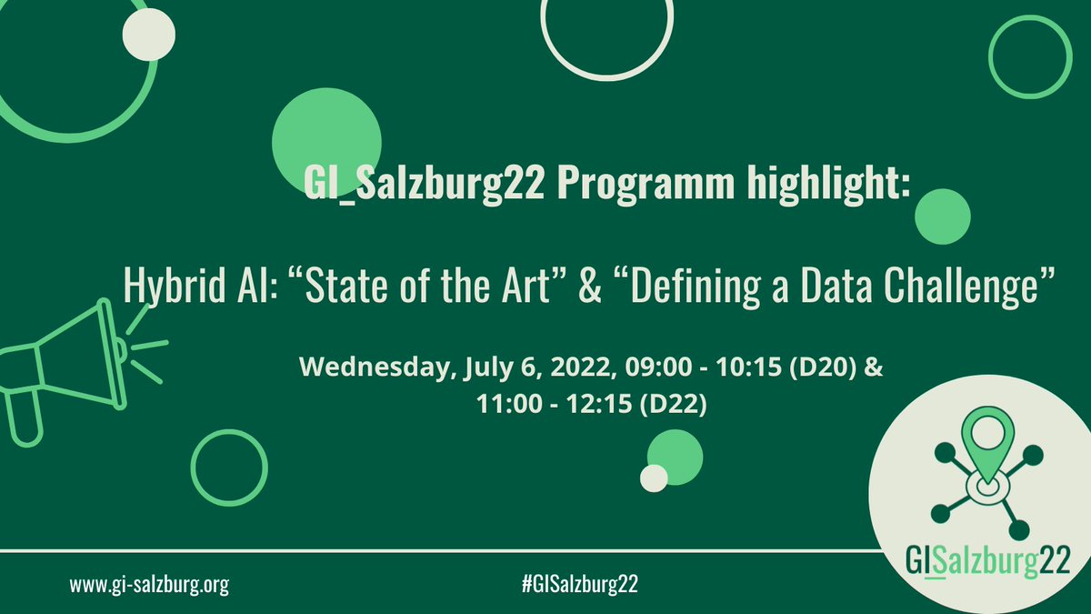 GI_Salzburg's tweet photo. Less than 2 weeks to go until the #GSalzburg22 Forum on Hybrid AI. The organizers put togehter an interesting agenda with speakers from @Hessian_AI, @ESA_EO phi-lab, #IARAI and @GeohumC . 
Registration open until 6-30! Details at https://t.co/lrZZjFpLdz

@PLUS_1622 @PLUS_RESEARCH https://t.co/4bEhwGTmkY
