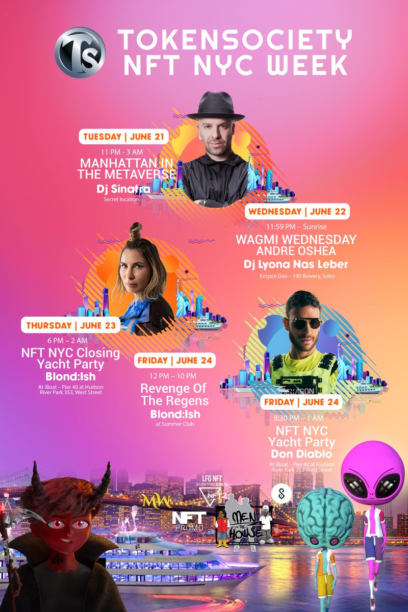 jennyschorsch's tweet photo. Today we celebrate the close of the NFT NYC conference on a super Yacht with @blond_ish, a panel, an NFTs exhibition, and more. Don't miss it! DM for free tickets. Thanks to sponsors @TheTokenSociety @gamespad_vc @thegayaliens @Glam_Jam #glamjam #miamitech https://t.co/2ZK2OTl5XY