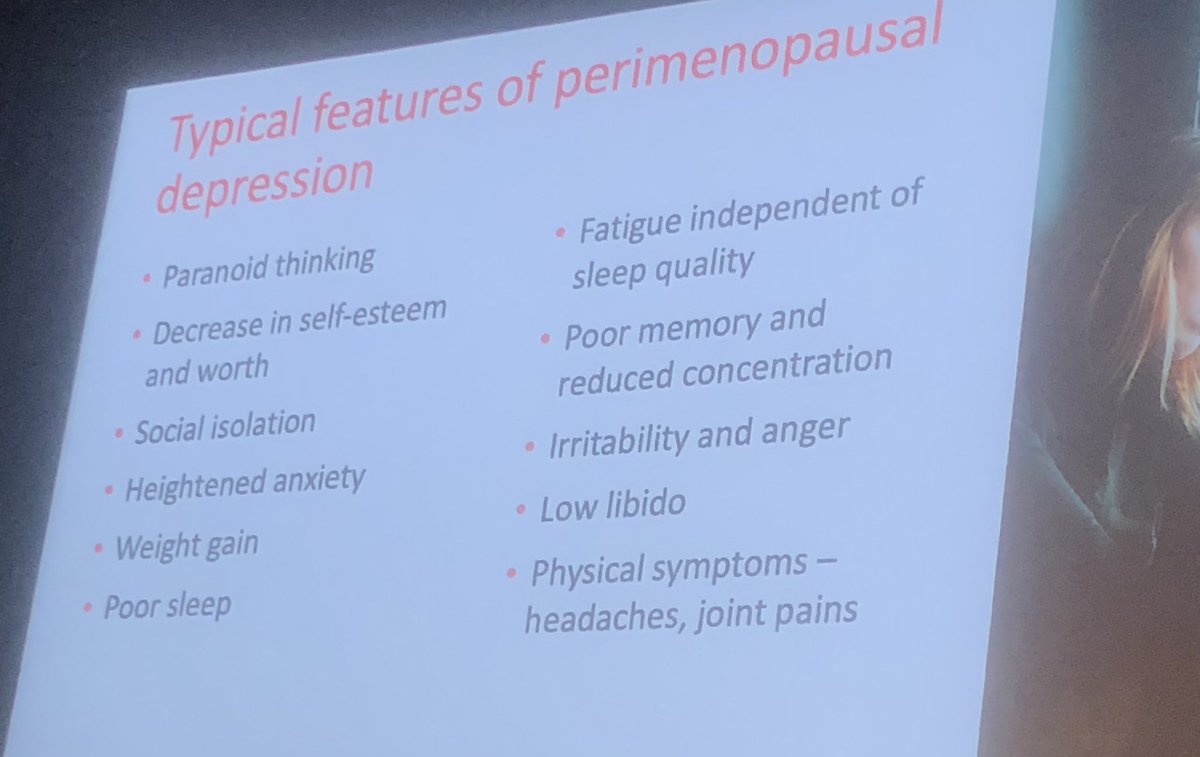 Dr Newson shares some typical features of perimenopausal depression - women are not being listened to, we should be thinking about hormones she tells #RCPsychIC