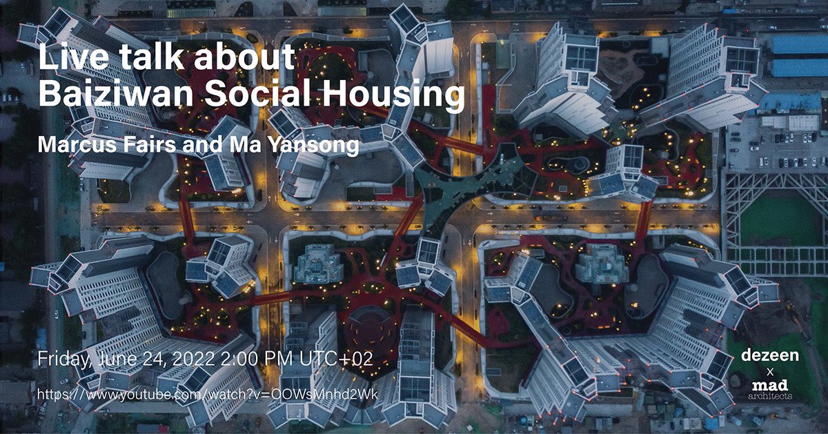 youtube.com/watch?v=OOWsMn…

Mad's founder and principal partner is having a live conversation with <a href="/marcusfairs/">Marcus Fairs</a> founder and editor in chief of <a href="/dezeen/">Dezeen</a> tmr 24Jun 2pm London time on YouTube.