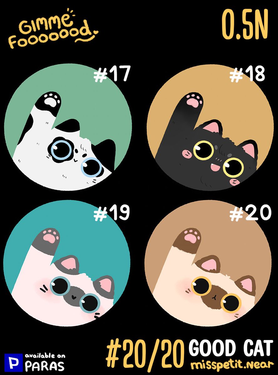 ❤️TOMORROW DROP❤️
FINAL GOOD CAT
Start Price 0.5 N

How to❓
-Drop 10.00 - 20.00 (+7 UTC)
-Can offer the card more than 0.5N
-The winner is who offer highest price on time 20.00 but if no one offer the card will drop on PARAS normally
-----------
PARAS : paras.id/collection/gim…