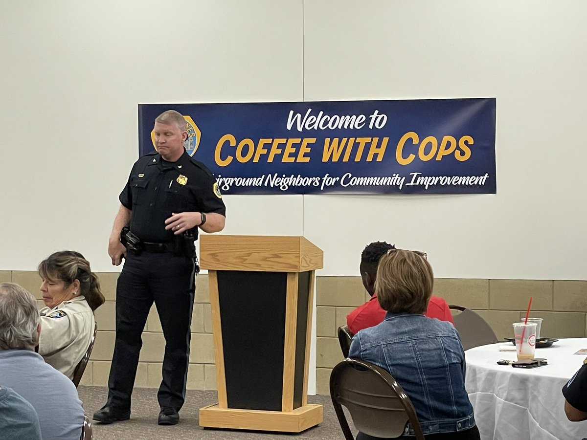 Attending coffee with the cops hosted by Fairground Neighbors for Community Improvement.   <a href="/DMPolice/">Des Moines Police</a>