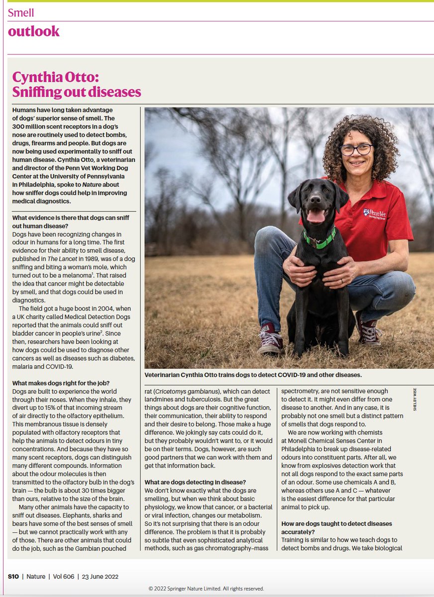 EricTopol's tweet photo. On the amazing 300 million smell receptors in dogs that can sniff out Covid and diseases
https://t.co/f6opxKX7lU
@nature @PVWDCvet @juliannaphos https://t.co/oY89CE4O4o
