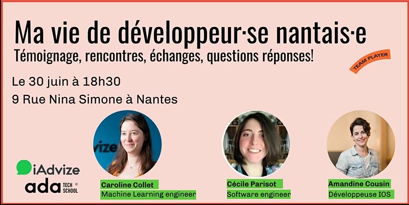 [mixité] Ma vie de développeuse nantaise.
3 développeuses viennent témoigner et raconter leurs parcours pour inspirer et montrer que l'informatique est accessible à toutes et tous.
#PourLesLyceennesInteressees
cc <a href="/adatechschool/">Ada Tech School</a> <a href="/iAdvize_fr/">iAdvize France</a>
eventbrite.fr/e/billets-ma-v…