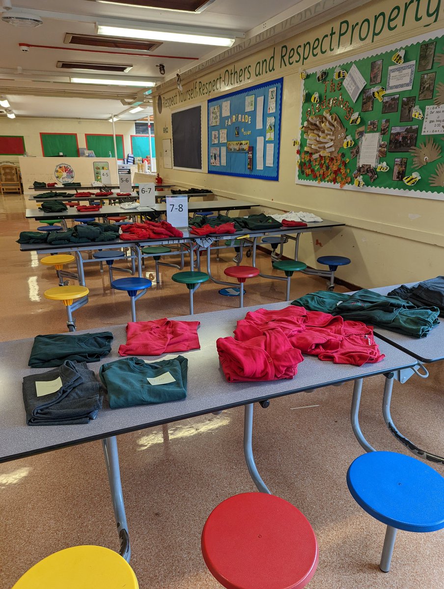 WoodlandsCnauld's tweet photo. Thanks to everyone who came along to our Eco Committee Uniform Swap Shop this afternoon. Still loads left - you don't need to donate anything to come in! All free uniform to take home! Open again tomorrow at 3pm in the dinner hall 🌍 https://t.co/8HnrcK7WJT