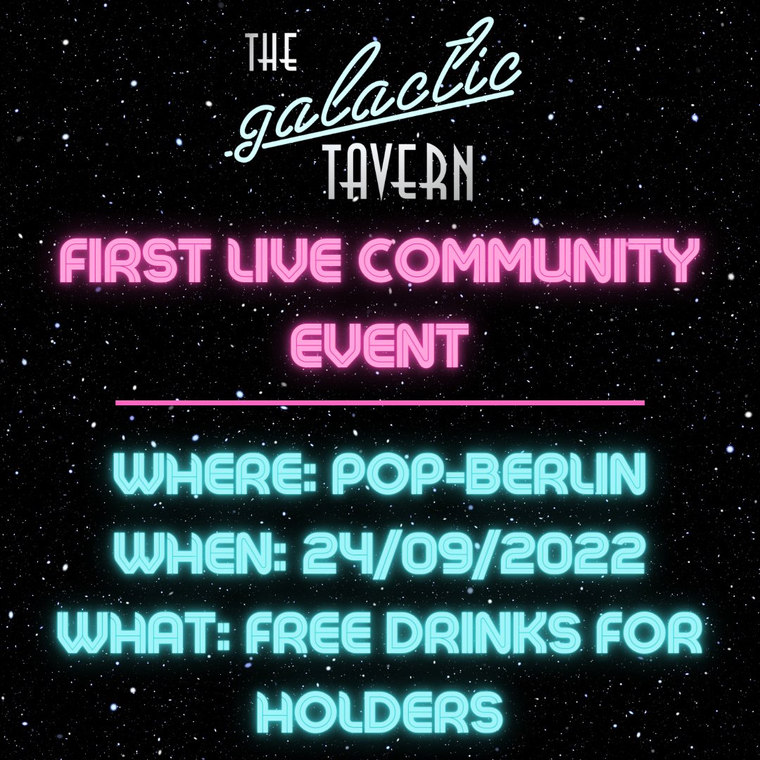 GalacticTavern's tweet image. As we creep nearer to reveal...just incase anyone was in two minds about picking up a #GTAlien on the second market. This is not and never has been just a PFP project we are pleased to announce the initial details for the first GTA live event, with our amazing sponsor @BRLObeer