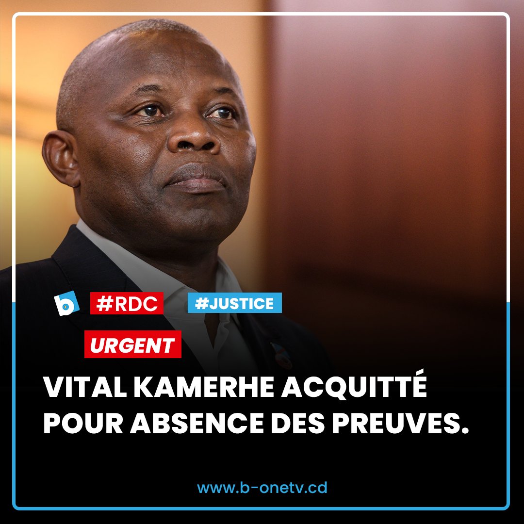 b_onetv's tweet photo. #RDC #URGENT  : La cour d’appel de Kinshasa/Gombe a annoncé ce 23 juin l’acquittement Vital Kamerhe. 

@VitalKamerhe1 https://t.co/oIRKnjqQmy