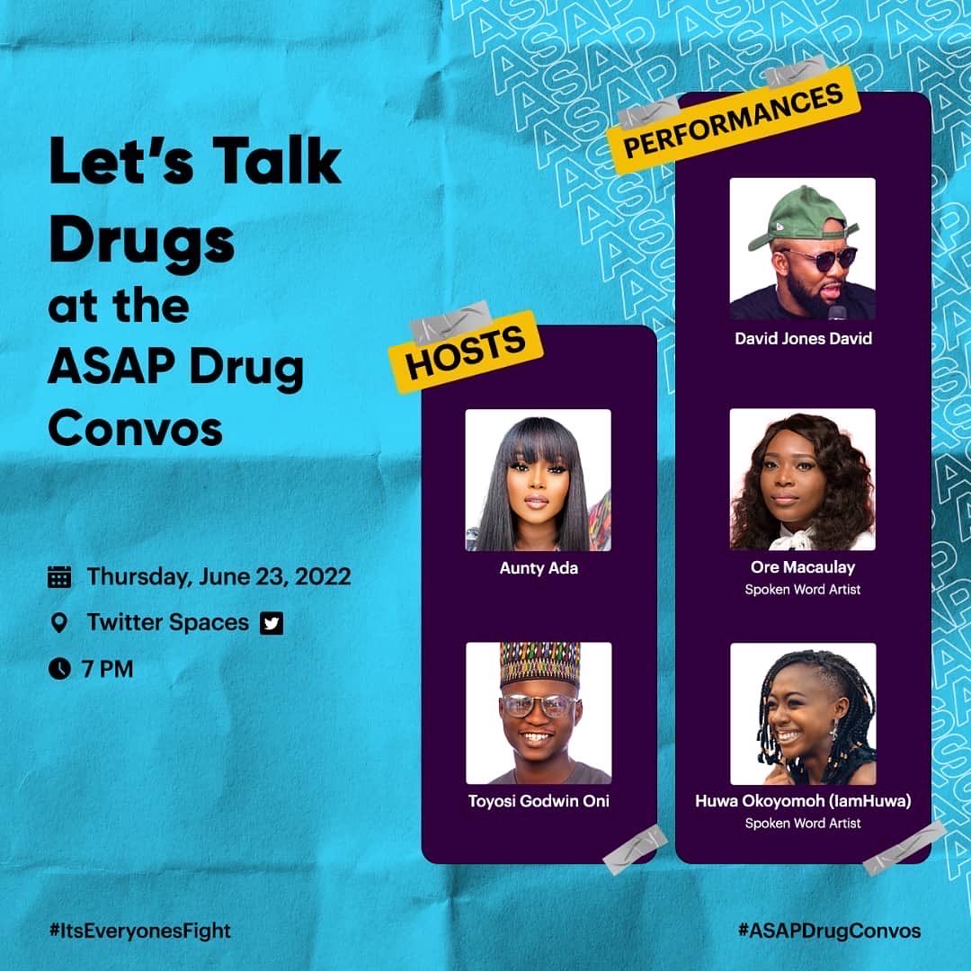 DAVIDJONESDAVID's tweet photo. I’ll be doing what I do best at this Twitter Space today!
Join me at 7 pm as we talk drugs at the #ASAPDrugConvos.
#ItsEveryone’sFight https://t.co/uKwqHBQ83p