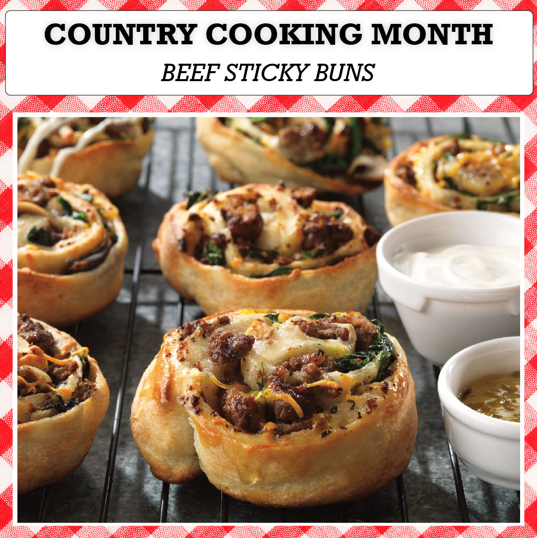 Beef's tweet photo. This week's Country Cooking recipe is here to satisfy your cravings while still packing in the protein.
Our Beef Sticky Buns are a tasty treat, that even features vegetables.
Find the recipe details here -> https://t.co/WmYbHfCEtu
#BeefFarmersAndRanchers #CountryCookingMonth https://t.co/ETUp9FOeuc