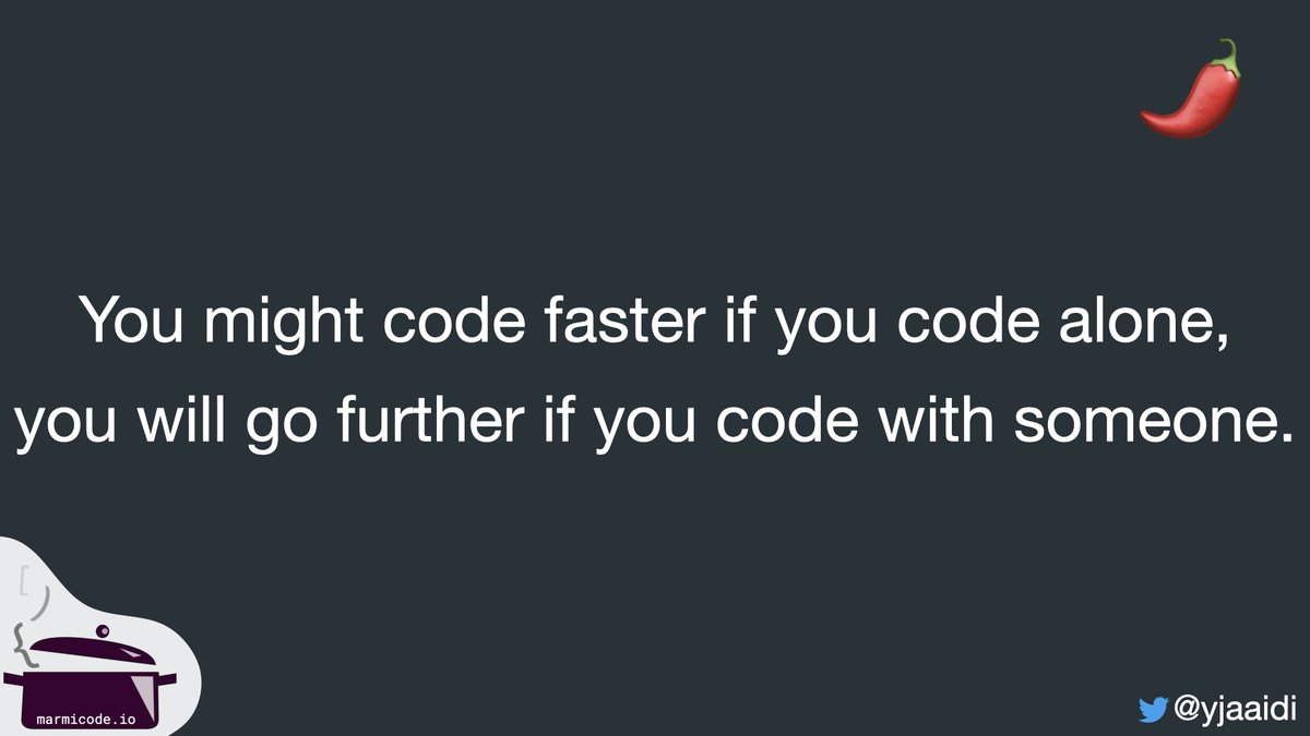 yjaaidi's tweet image. #pairprogramming will help you go further
#javascript #python #programming #marmicodespices