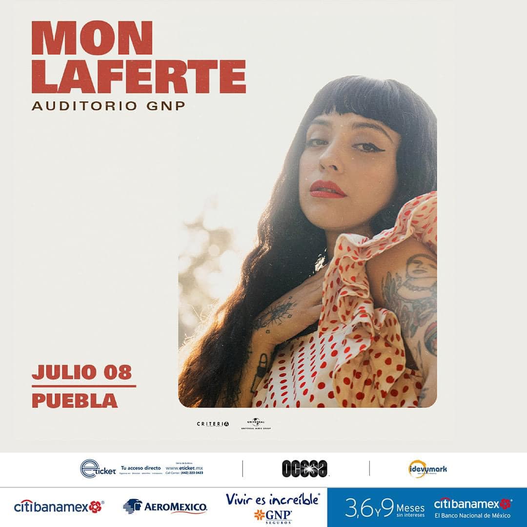 RPProduccionesO's tweet photo. Llega la #cantante @monlaferte este 08 de Julio a #Puebla
Venta de boletos en @eticket o en taquillas del @AuditorioGNP 
#Pueblacity #Mexico #MonLaferte @seitrack @Idevymark https://t.co/Y0Ak9lYdEC