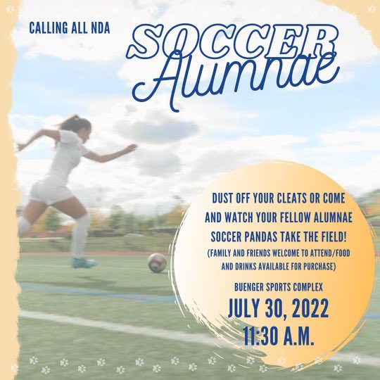 Calling all NDA Soccer Alumnae ⚽️ 🐼 
Register at the link below to participate in our Alumnae Game! 

docs.google.com/forms/d/e/1FAI…