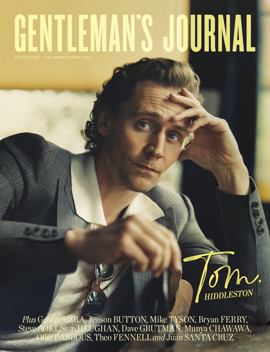 thegentsjournal's tweet photo. Introducing the Summer 2022 Issue of Gentleman's Journal, featuring Tom Hiddleston. On one of his rare days off, we joined @twhiddleston at the pub where the British actor shared stories about television, his love of great literature and more. Subscribe at https://t.co/r7xB3rHdVa https://t.co/QYo6wJJ4L8
