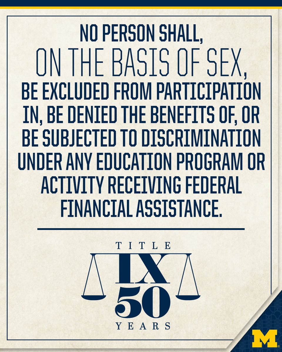 Today, we celebrate 50 Years of Title IX and the impact women's sports and education have made on us all.

Celebrating 50 years of opportunity for all. #TitleIX