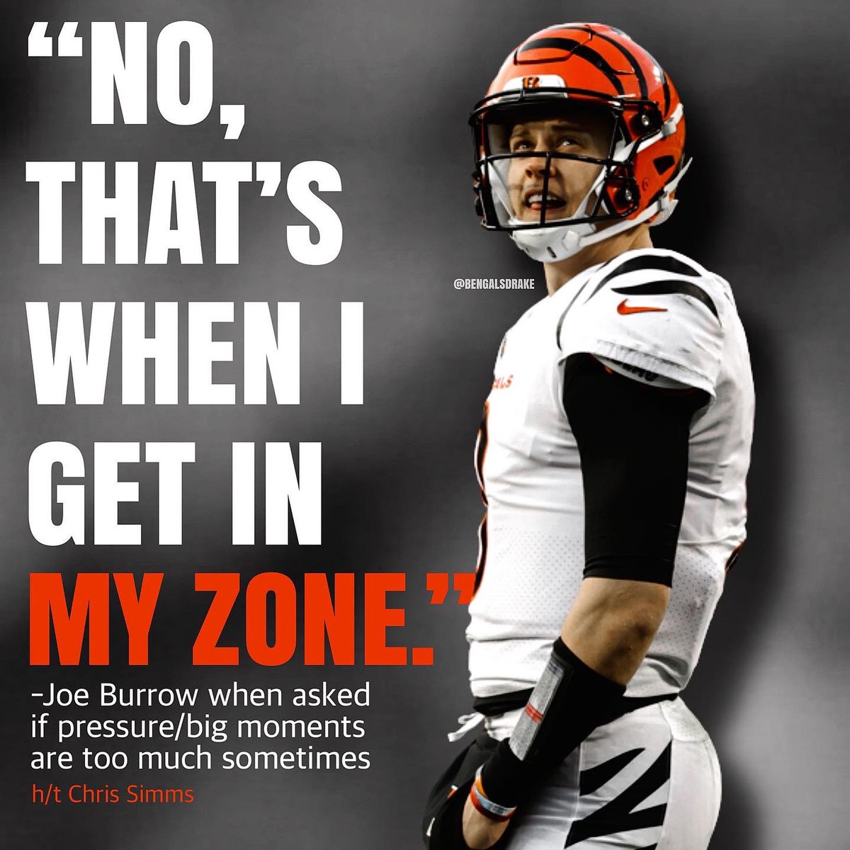 bengalsdrake's tweet photo. Burrow is terrifying to opposing defenses #Bengals https://t.co/Y469UDYHDH
