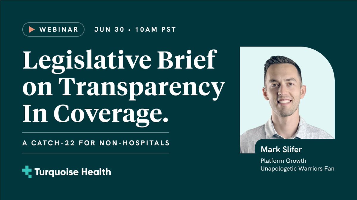 joe_wisniewski's tweet image. #transparencyincoverage goes into effect on 7/1. 

For ASCs, imaging centers, and others: someone else is posting your rates. 

But, many payers will be open to exploring options.

RSVP to a @TurquoiseHC leg. brief on 6/30 to learn how to navigate: bit.ly/3tSAYHS