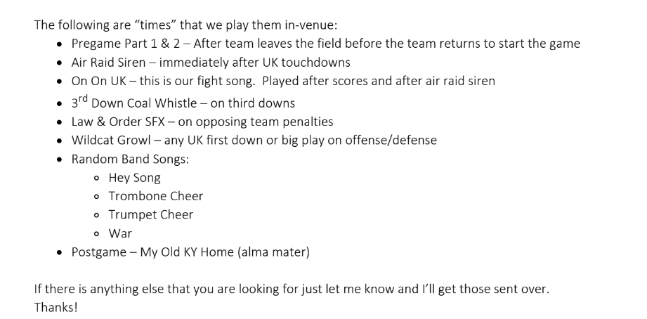 MattBrownEP's tweet photo. as an example, here are the audio assets that Kentucky has sent over to EA Sports: https://t.co/8Ee16t4qAI
