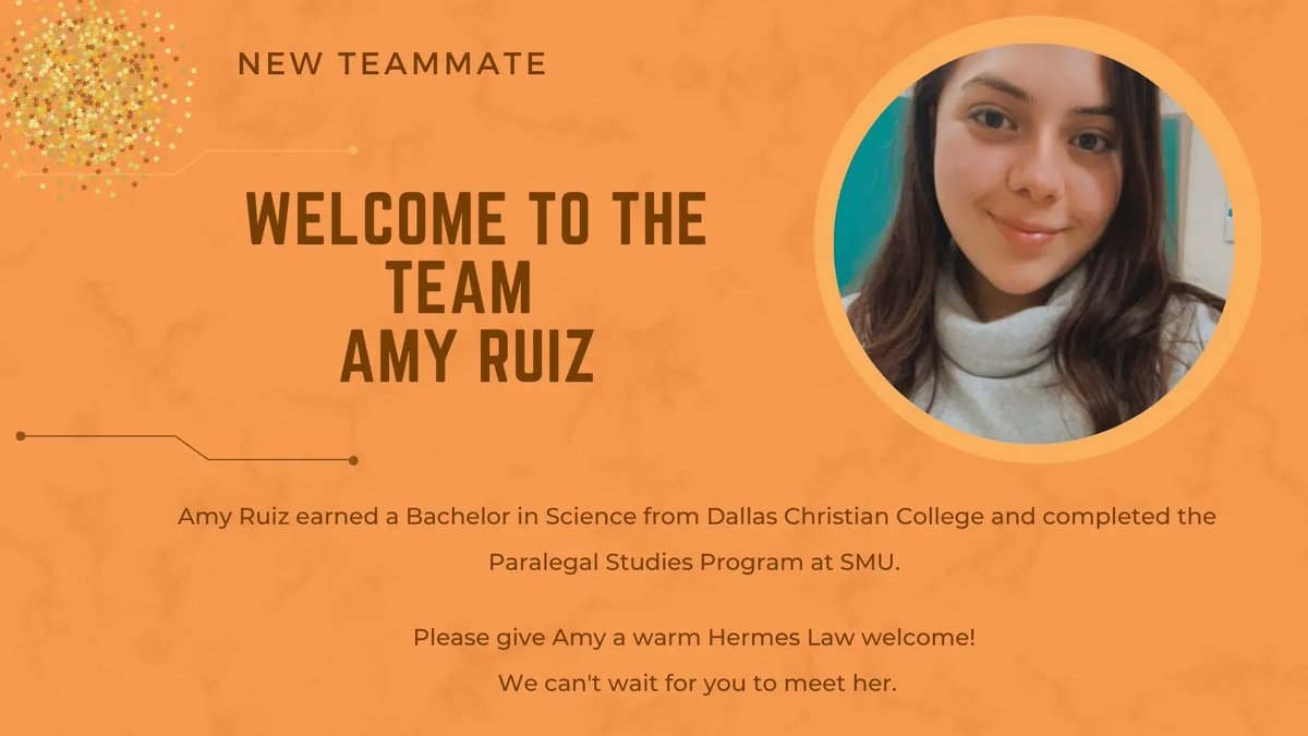 hermes_law's tweet photo. Welcome to the team Amy!

#movinglawforward #legaltech https://t.co/HqKIT2AJDd
