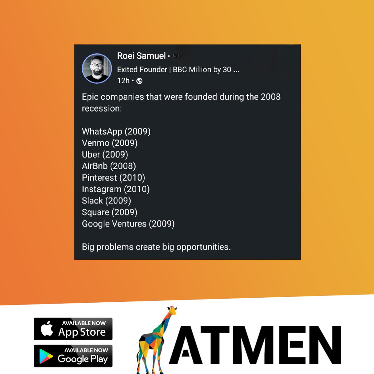 If in doubt about Start-ups during the brink of a recession, then here's a perfect reminder. If you want information about our Pre-Series A investment, please complete this form: ow.ly/KFfT50JFOFa
CC: Roei Samuel