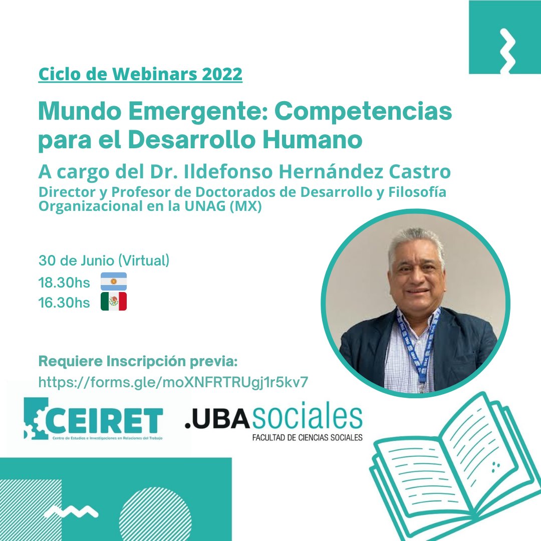El #CEIRET invita a la charla «𝐌𝐮𝐧𝐝𝐨 𝐄𝐦𝐞𝐫𝐠𝐞𝐧𝐭𝐞: 𝐂𝐨𝐦𝐩𝐞𝐭𝐞𝐧𝐜𝐢𝐚𝐬 𝐩𝐚𝐫𝐚 𝐞𝐥 𝐃𝐞𝐬𝐚𝐫𝐫𝐨𝐥𝐥𝐨 𝐇𝐮𝐦𝐚𝐧𝐨» por el 𝐃𝐫. 𝐈𝐥𝐝𝐞𝐟𝐨𝐧𝐬𝐨 𝐇𝐞𝐫𝐧á𝐧𝐝𝐞𝐳 𝐂𝐚𝐬𝐭𝐫𝐨.
30/6, 18.30 (Arg). Modalidad Virtual.
lnkd.in/e42VDa2s

<a href="/UNAGoficial/">UNAG Oficial</a>