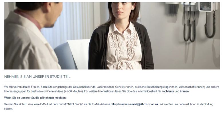 Ethox_Centre's tweet photo. Wir suchen #Frauen, die während der #Schwangerschaft Erfahrung mit #NIPT gemacht haben, für unsere #Interviewstudie der @UniOxford. Bitte klicken Sie hier/verteilen Sie diesen
Link: https://t.co/a25E0jNrB8
#pränataldiagnostik #PraenaTest
@horn_ruth_ @hbowmansmart https://t.co/nVaTSclLwJ