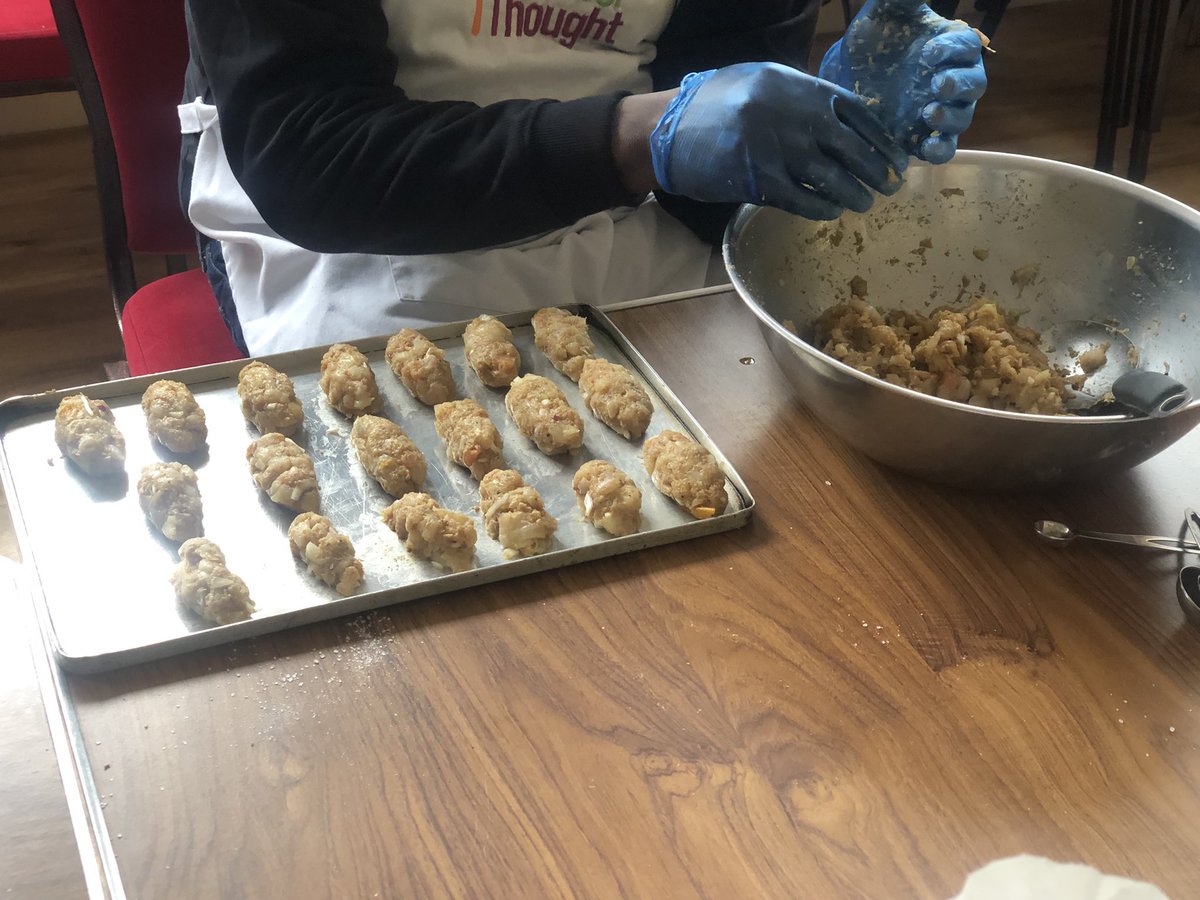 Beautiful fish koftas today for lunch - these were served on rice with a curry sauce - a great way to enjoy fish! @BathMind