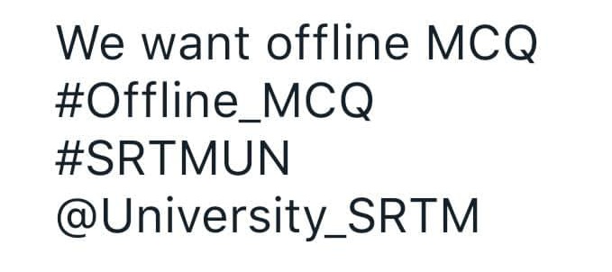 SayyedRizwanSh3's tweet photo. We want offline MCQ
#Offline_MCQ
#SRTMUN
@University_SRTM https://t.co/xyJ2Rnpqwe
