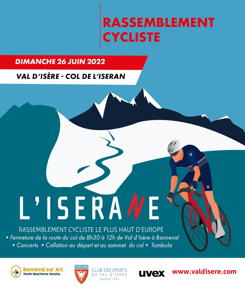 valdisere's tweet photo. #ISERANE Toute la matinée de ce dimanche 26 juin, le plus haut col routier d'Europe sera entièrement réservé aux cyclistes!

Au départ du village de Val d’Isère, ce sont 17 km et 924m de D+ à grimper au cœur d'un panorama somptueux. @CS_Valdisere https://t.co/AYJ9FLxhIt