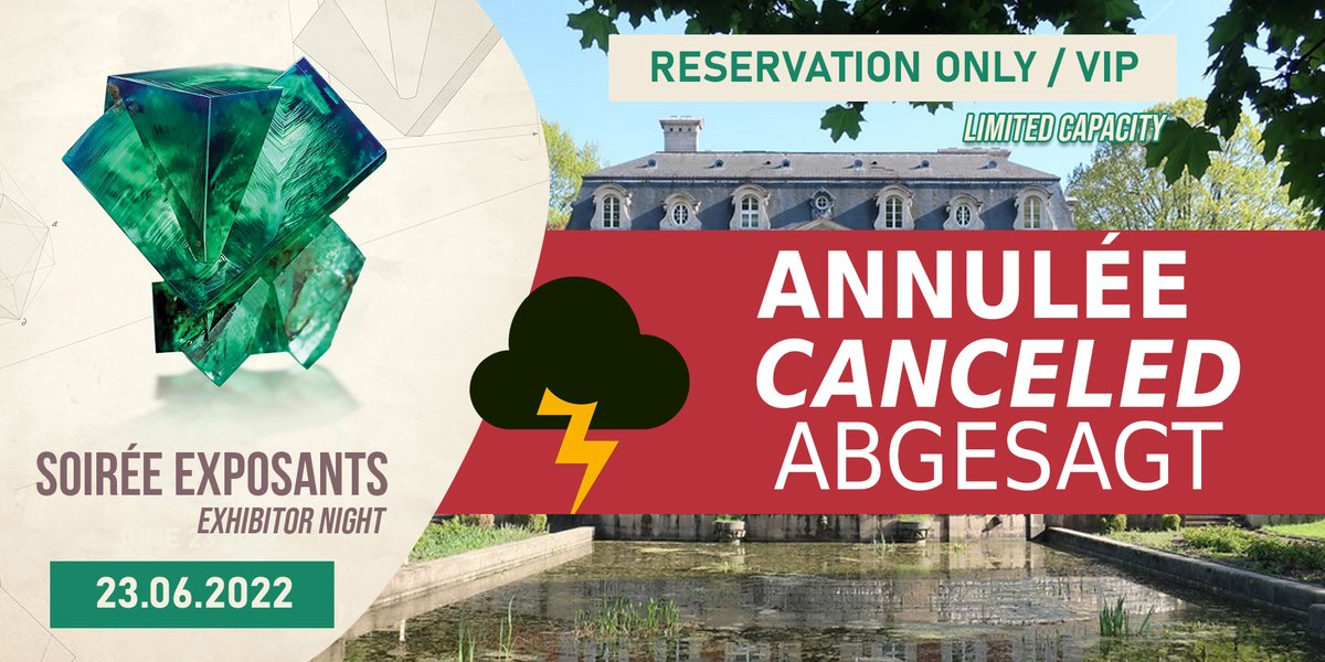 The weather conditions do not allow us to ensure the festive event planned 4 this evening in optimal safety conditions.
Therefore, we are forced to cancel the exhibitors' evening. We apologize 4 the inconvenience.
All tickets will be refunded to the payment method used
#MG22LIVE