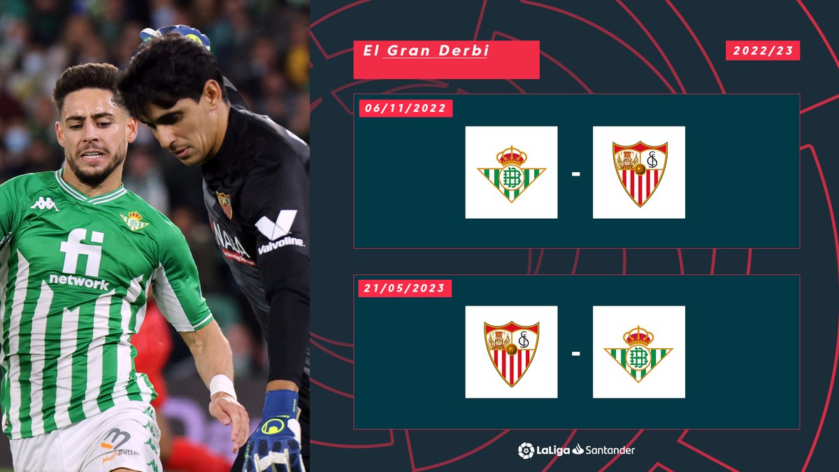 ⚽🕺 #ElGranDerbi es un partido que no se puede explicar con palabras...

💚🔝❤ ¡<a href="/SevillaFC/">Sevilla Fútbol Club</a> y <a href="/RealBetis/">Real Betis Balompié 🌴💚</a> se verán las caras en las jornadas 13 y 35!

#LaLigaSantander