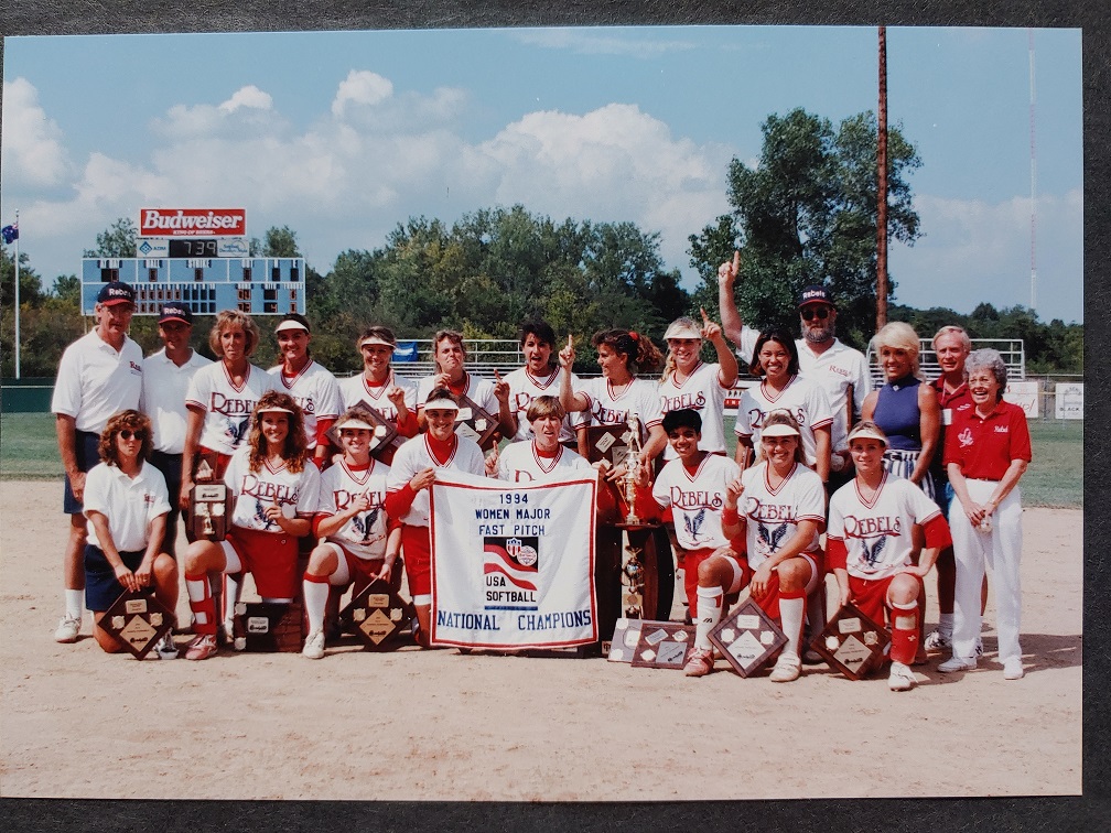 rebelsart's tweet photo. Celebrating 50 years of Title IX. Thank you to these history makers for carrying the torch of Women's Sports. #USASoftball #ASASoftball #womenssports #ReddingRebels @CoachBrundage #softball #TitleIX50 https://t.co/juAu4HiFey