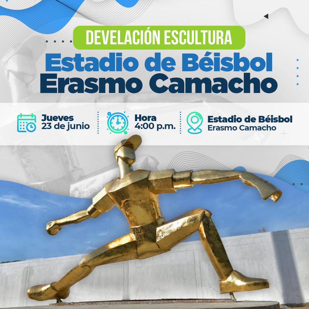 El Gobierno Lo Hacemos Mejor invita a la develación de la escultura de pítcher, en el Estadio de Béisbol ⚾️ Erasmo Camacho, en homenaje a los atletas que participan en los Juegos Bolivarianos Valledupar 2022🏟.

¡El deporte se hará leyenda! 

#LoHacemosMejor #GobiernosdelCesar