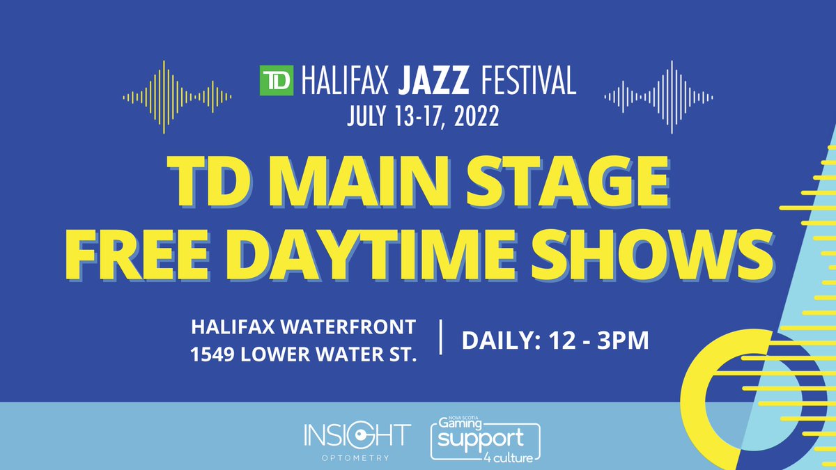 HFXJazzFest's tweet photo. We're pleased to offer FREE daytime programming from July 13-17. Programming for these free shows is aimed at all ages, so don’t miss these events!
Schedule: https://t.co/3UeSrOwOPG
#HJF2022 #halifax #novascotia #developns #halifaxevents #mywaterfrontns #tdbank #TDmusic https://t.co/KbhNzQmbMW