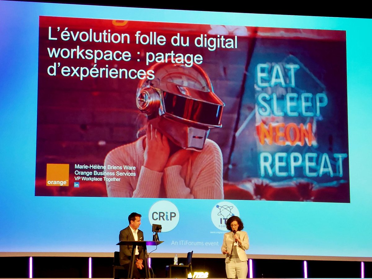 BossusFabien's tweet image. Keynote de l'#ITES2022 du @CRiP_asso sur l'évolution folle du #digitalworkspace : de la pandémie au #Metaverse, partage d'expériences avec Marie-Hélène Briens Ware @orangebusiness @orange
@IMA_Innovation @ITiForums #CIO #CTO