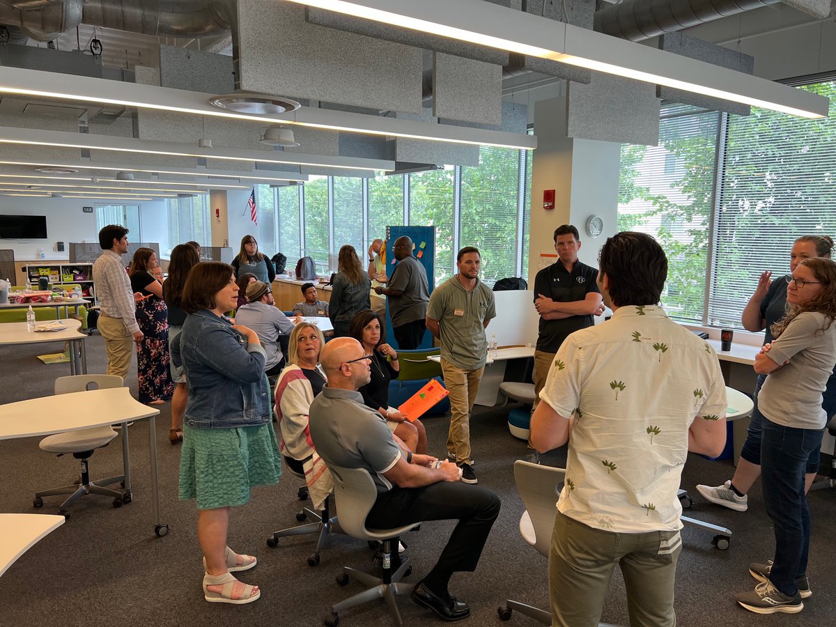 Northmen_OPHS's tweet photo. Excited to see the culmination of 3 days of Design Thinking Institute. Teachers from all 4 @NKCSchools high schools came together to design solutions to real-world issues in education. Presenting today to their colleagues #ForTheFamily https://t.co/g9bYgNdhOg