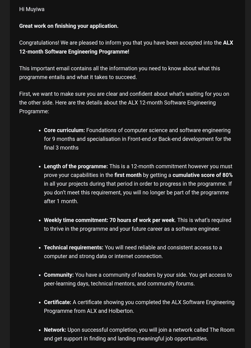 I found the registration link earlier today and I'm very excited that my application was successful. I know this will require lots of commitment, but then, what is life without challenges. I'm ready!!!
#ALXaccepted