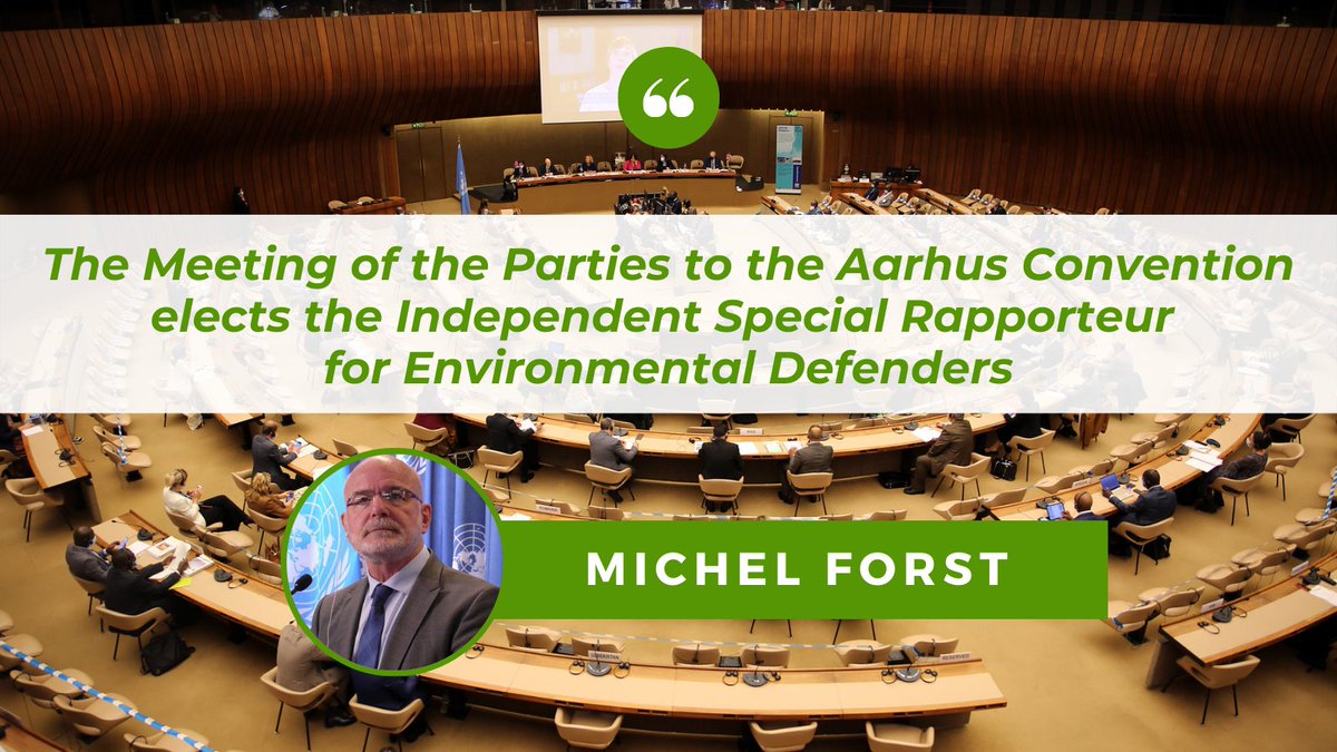 The Parties to the #AarhusConvention has just elected Michel Forst (@forstmichel) as the first Special Rapporteur on #EnvironmentalDefenders.

This is a historic moment in advancing #EnvironmentalDemocracy and the protection of vulnerable #EHRDs.