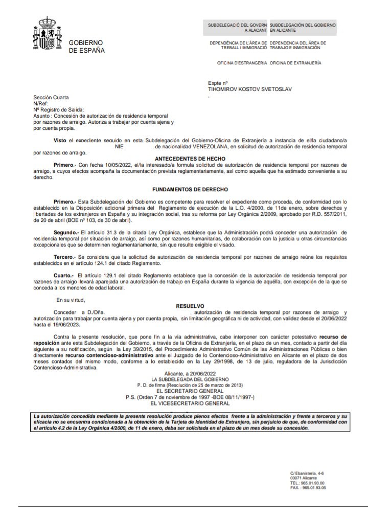 Resolución favorable de arraigo laboral en Alicante, solicitada el 20/05/2022.
#arraigolaboral #resolucionfavorable #alicante #españa🇪🇸 #permisoderesidencia #extranjería #inmigracion #stkabogados