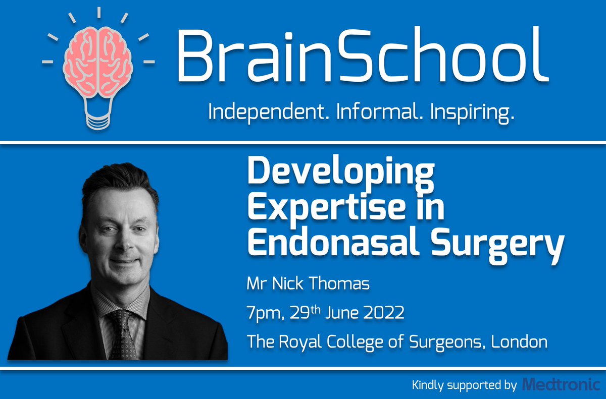 Brain School (@brainschool101) on Twitter photo So excited to have Mr Thomas <a href="/KingsNeuro/">King's Neurosurgery</a> <a href="/kingsskullbase/">King's Skull Base Unit (London)</a> join us this month.
Looking forward to many of you joining us next Wednesday <a href="/RCSnews/">The Royal College of Surgeons of England</a>, including for a post-lecture catch-up at our usual haunt, hopefully in the sunshine! So excited to have Mr Thomas <a href="/KingsNeuro/">King's Neurosurgery</a> <a href="/kingsskullbase/">King's Skull Base Unit (London)</a> join us this month.
Looking forward to many of you joining us next Wednesday <a href="/RCSnews/">The Royal College of Surgeons of England</a>, including for a post-lecture catch-up at our usual haunt, hopefully in the sunshine!
