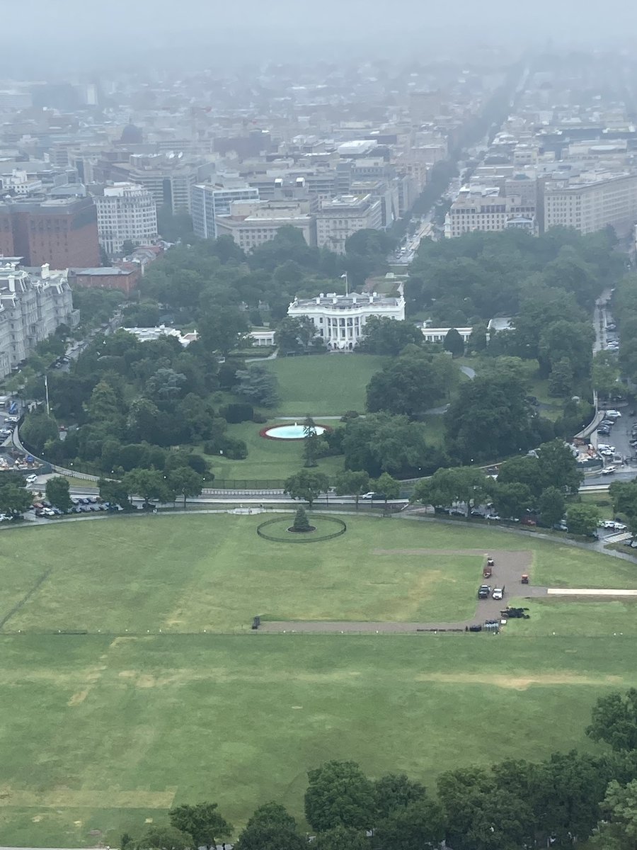 Looking at the White House from the top of the Washington Monument.