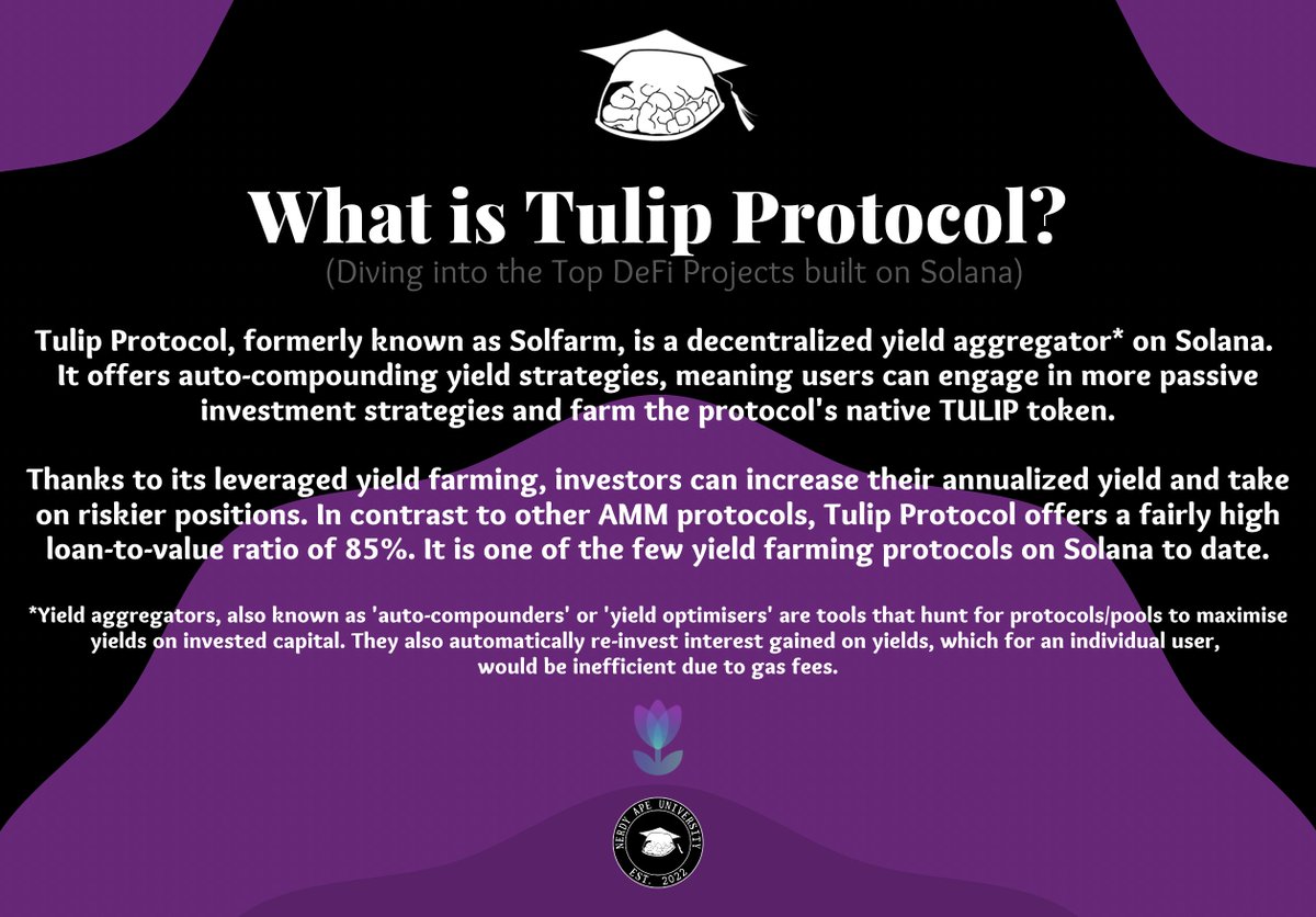 What is <a href="/TulipProtocol/">Tulip Protocol</a>? 🎓

#NerdyApeUniversity #NerdyApeHub #NerdyLabs
#NAH 🧠