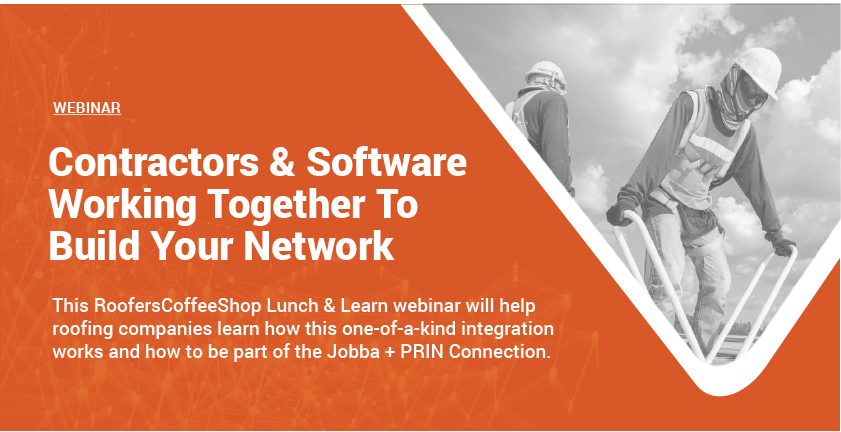 JobbaTradeTech's tweet photo. Join Jobba's Eugene Zukowski and Pegnato's Alexandria Pegnato as they discuss the Jobba &amp; PRIN connection with @RoofCoffeeShop this new RCS Lunch &amp; Learn! This on-demand webinar will show you how this integration works. Click the link to watch today! https://t.co/EPNvXr3MGz https://t.co/Zbh8ZWbC2R