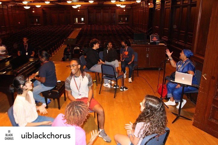 ISYM_UIUC's tweet photo. Check out our awesome students at ISYM Black Chorus! 

A glance of BC at ISYM Summer 2022 so far! — Here the students have broken into quartet groups to help strengthen their ears to hear and blend with their choir camp mates!

#isym #illinoismusic #illinoissummeryouthmusic https://t.co/fNnraF5G8i
