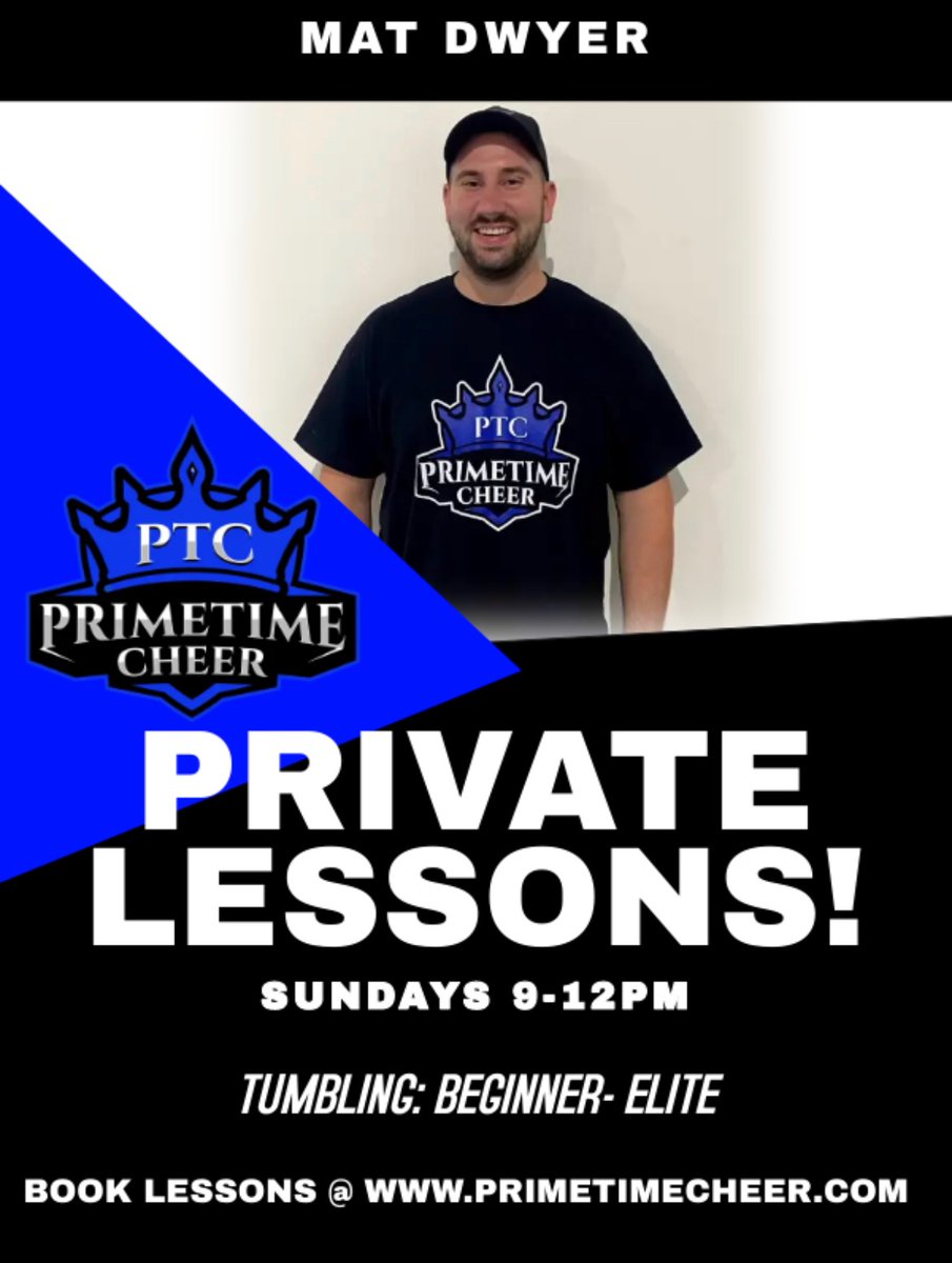 Primetimecheer_'s tweet photo. 🚨PRIVATE LESSONS🚨

Book your lesson with Mat now!
Lessons can be booked on https://t.co/SLmWYiQdVM or by clicking here https://t.co/MUV64PdNVo https://t.co/XvkG41dJv5